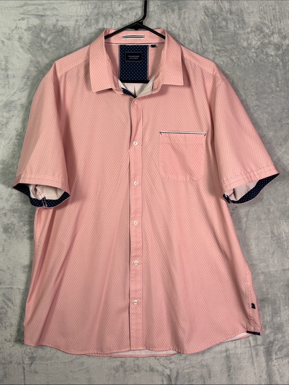 7 Diamonds 4 Way Stretch Pink Button Up Mens Shirt Size XXL